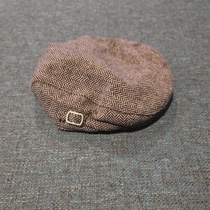 Black And White Herringbone Kid's Flat Cap Size:12-24 Months